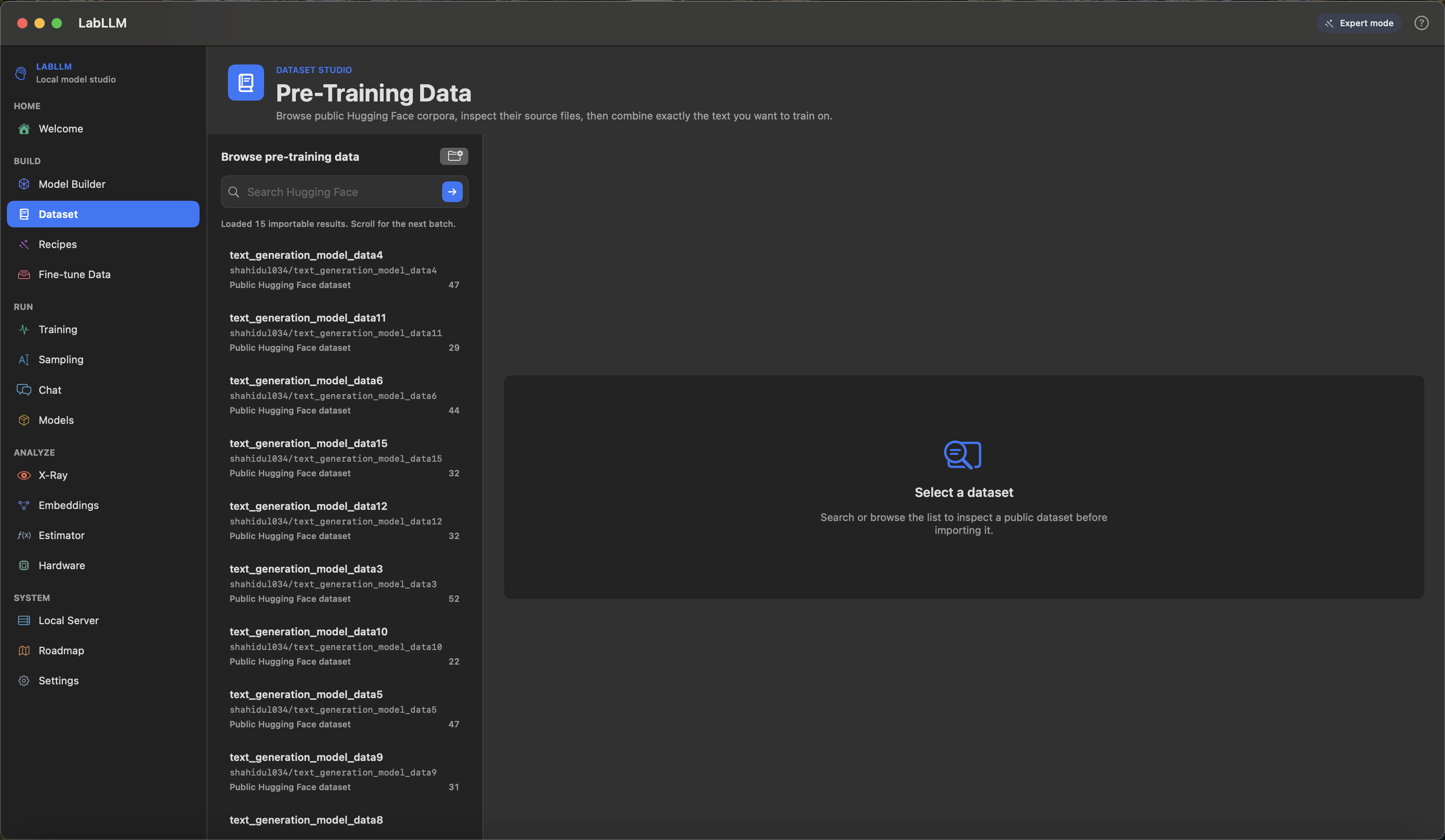 Pre-training data browser